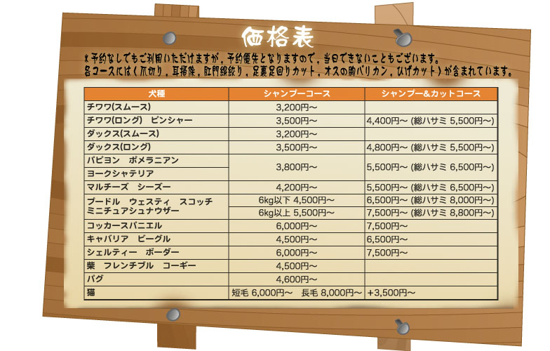 価格表